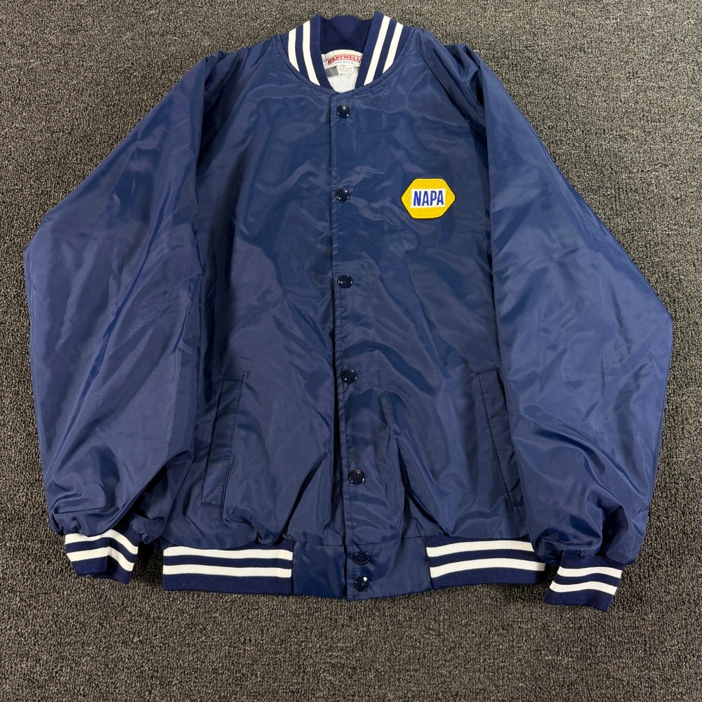 Hartwell Jacket Youth L 18-20 Varsity Windbreaker Navy NAPA Auto Parts USA EUC